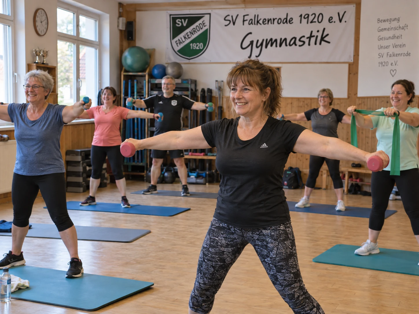 Gymnastikgruppe des SV Falkenrode beim gemeinsamen Training
